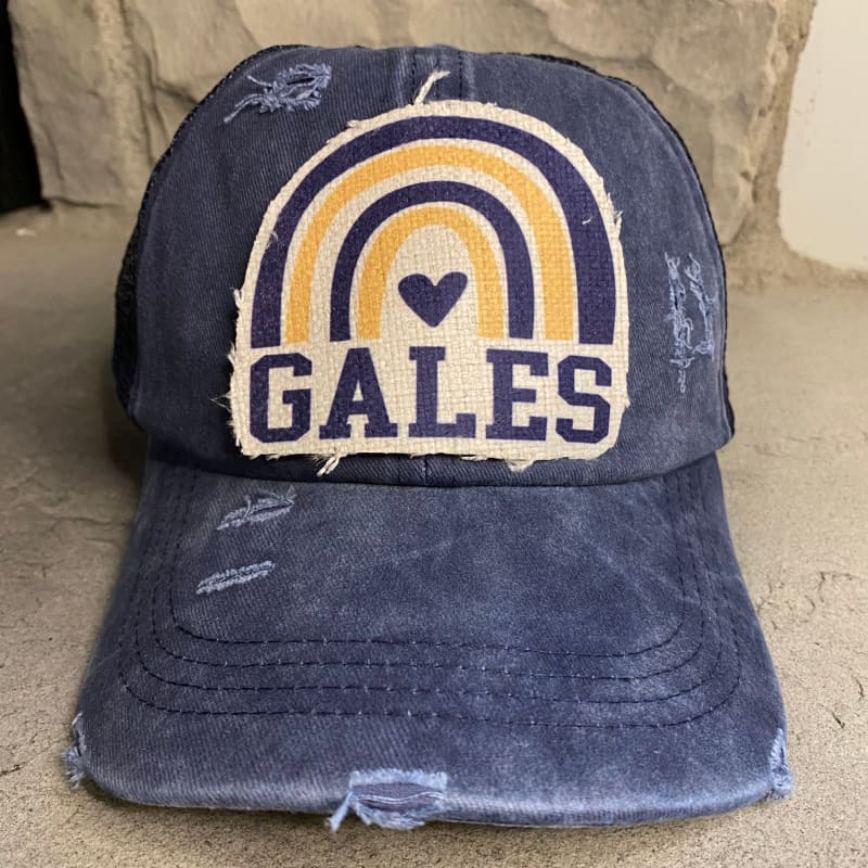 Rainbow Gales Criss Cross Ponytail Hat - One Size / Navy -