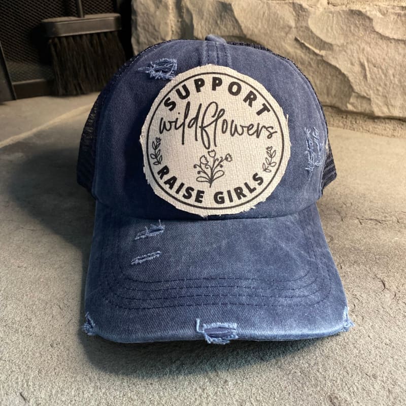 Support Wildflowers Raise Girls Criss Cross Ponytail Hat -