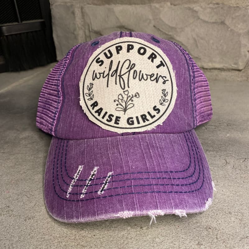 Support Wildflowers Raise Girls Criss Cross Ponytail Hat -