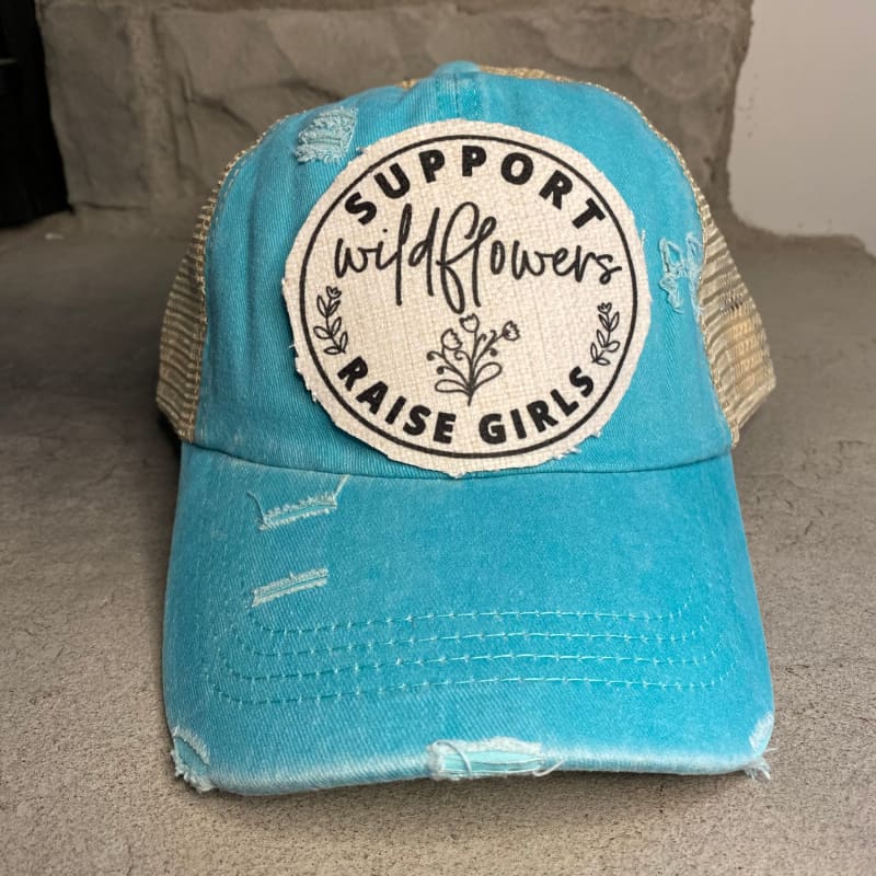 Support Wildflowers Raise Girls Criss Cross Ponytail Hat -
