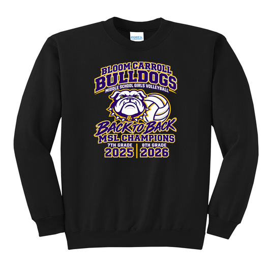 Bloom-Carroll Bulldogs Volleyball Back-to-Back Champions Sweatshirt