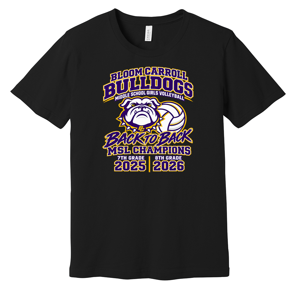 Bloom-Carroll Bulldogs Volleyball Back-to-Back Champions T-Shirt