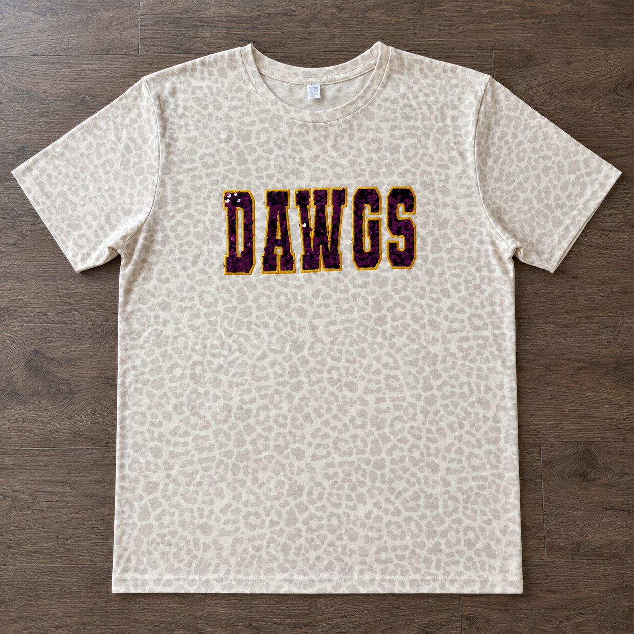 Sequin DAWGS Natural Leopard Print Tee