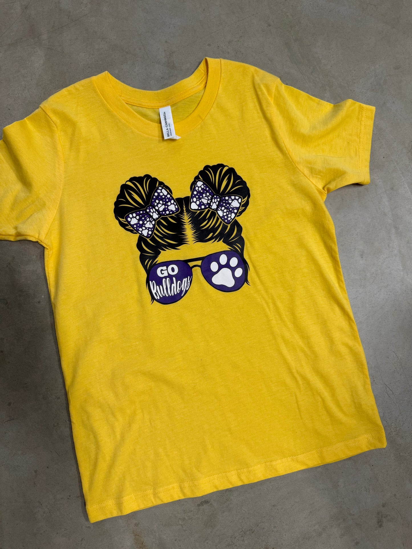 ✨ “Go Bulldogs” Youth Graphic T-Shirt – Cute School Spirit Tee for Kids | Trendy Girls Game Day Shirt