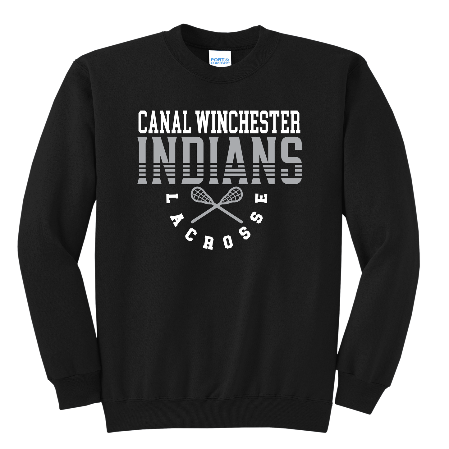 📣 Canal Winchester Indians Lacrosse Sweatshirt – Gray, Black, Maroon | Unisex Team Spirit Crewneck