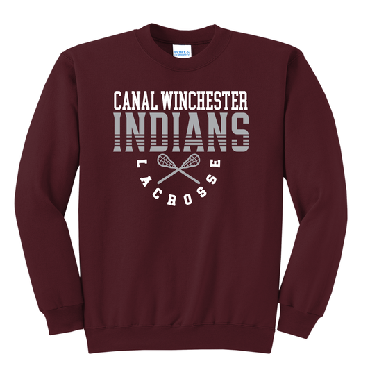 📣 Canal Winchester Indians Lacrosse Sweatshirt – Gray, Black, Maroon | Unisex Team Spirit Crewneck