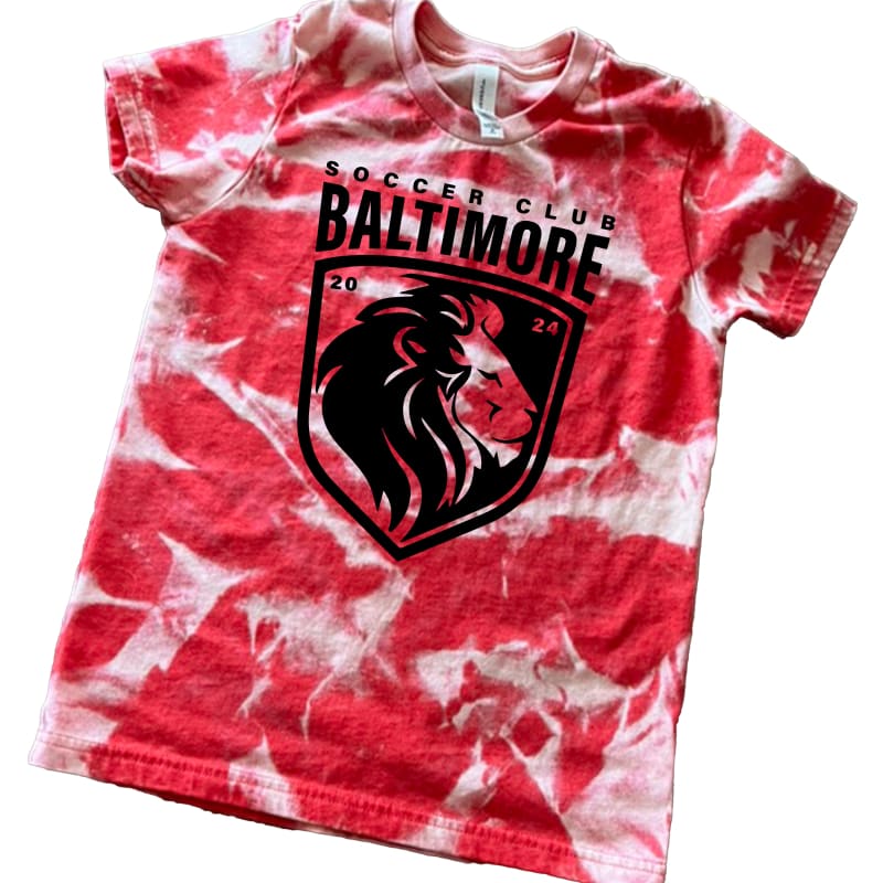 Baltimore Soccer Club Hand Scrunch Red Bleached Tee – White