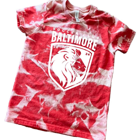 Baltimore Soccer Club Hand Scrunch Red Bleached Tee – White