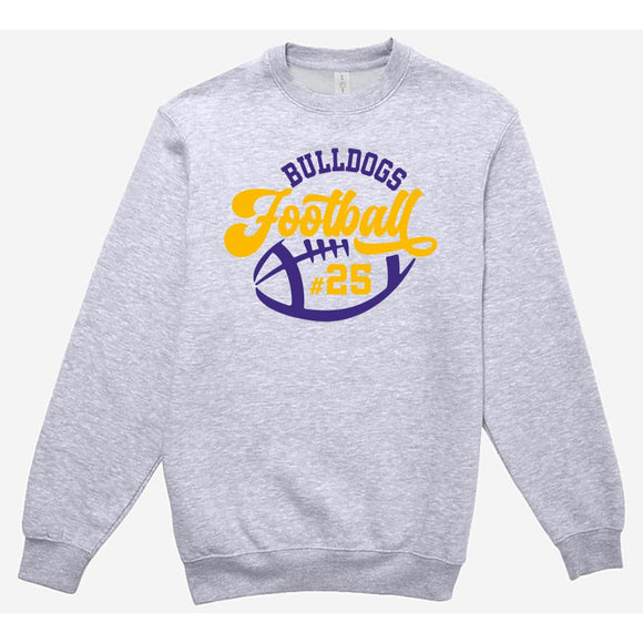Bulldogs Football Custom Number Sweatshirt - Clothing