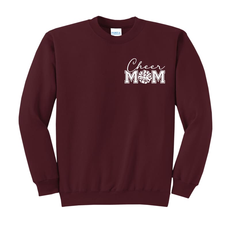 Cheer Mom Bold Pom Pom Graphic Sweatshirt - Maroon / Small