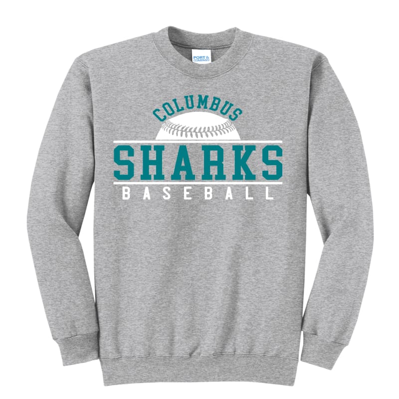 Columbus Sharks Baseball Crewneck Sweatshirt – Custom Fan