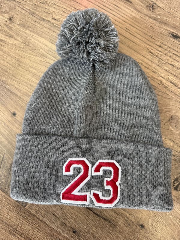 Custom Puff Embroidered Number Pom Beanie | Personalized