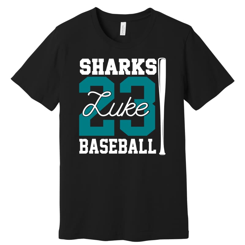 Custom Sharks Baseball Tee – Personalized Name & Number