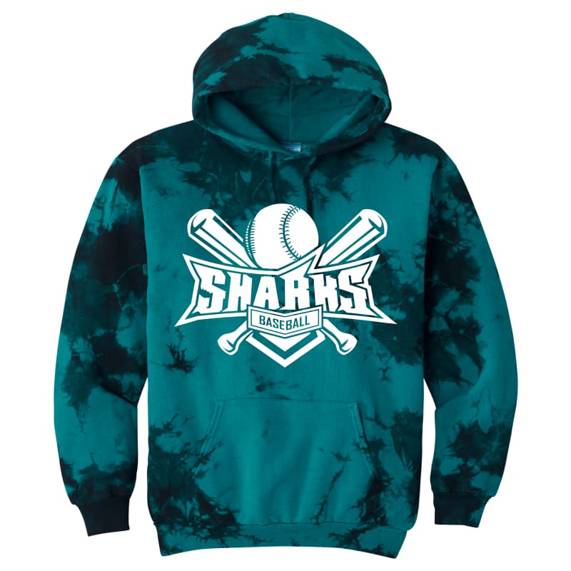 Custom Sharks Baseball Tie-Dye Hoodie - Small - Clothing