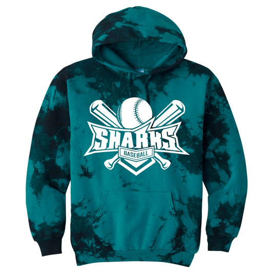 Custom Sharks Baseball Tie-Dye Hoodie - Small - Clothing