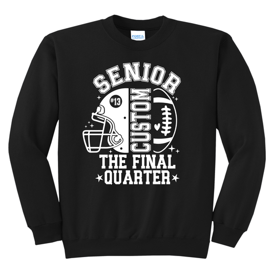 Custom Senior Football Sweatshirt 2027 – Senior Mom The Final Quarter Personalized Indians Football Crewneck