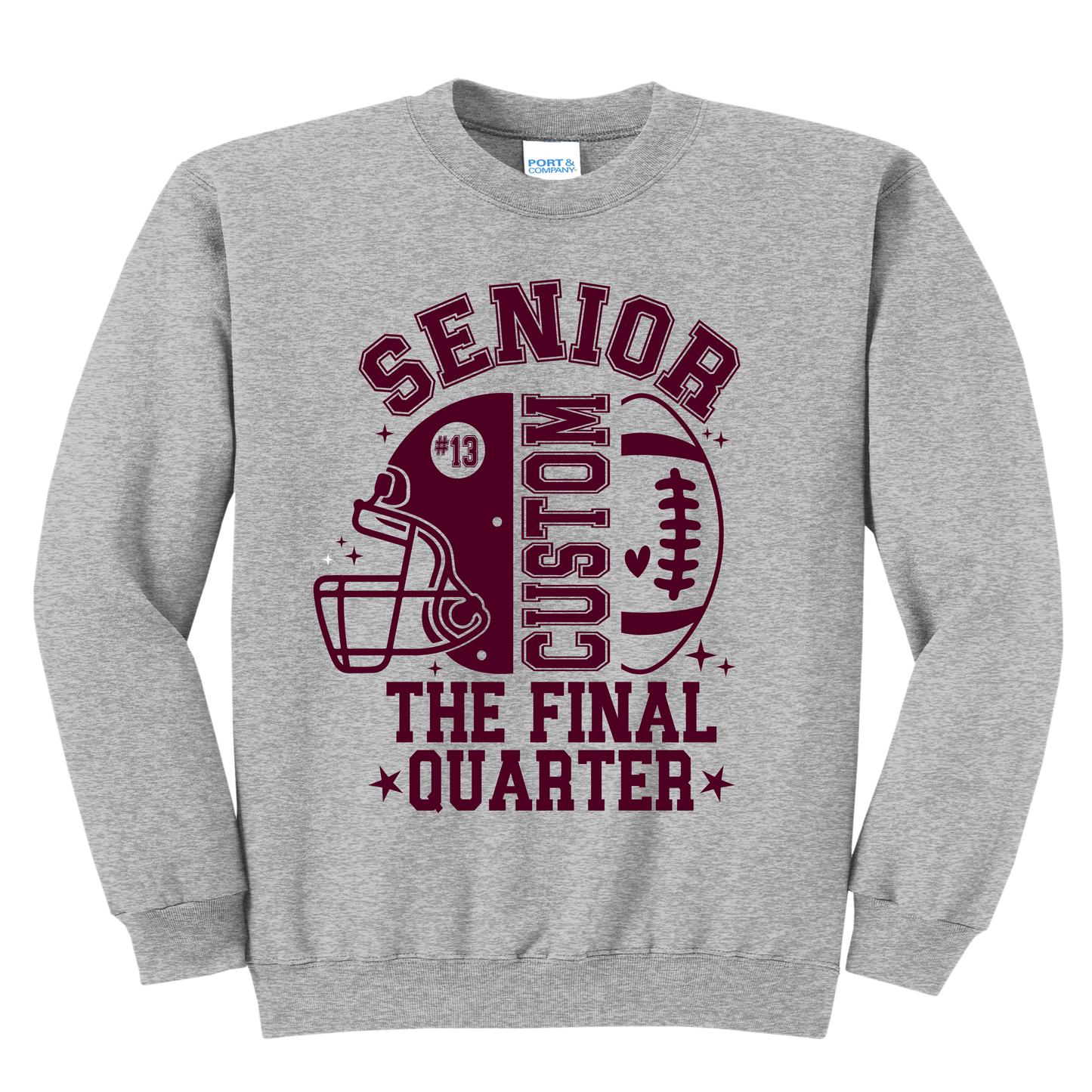 Custom Senior Football Sweatshirt 2027 – Senior Mom The Final Quarter Personalized Indians Football Crewneck