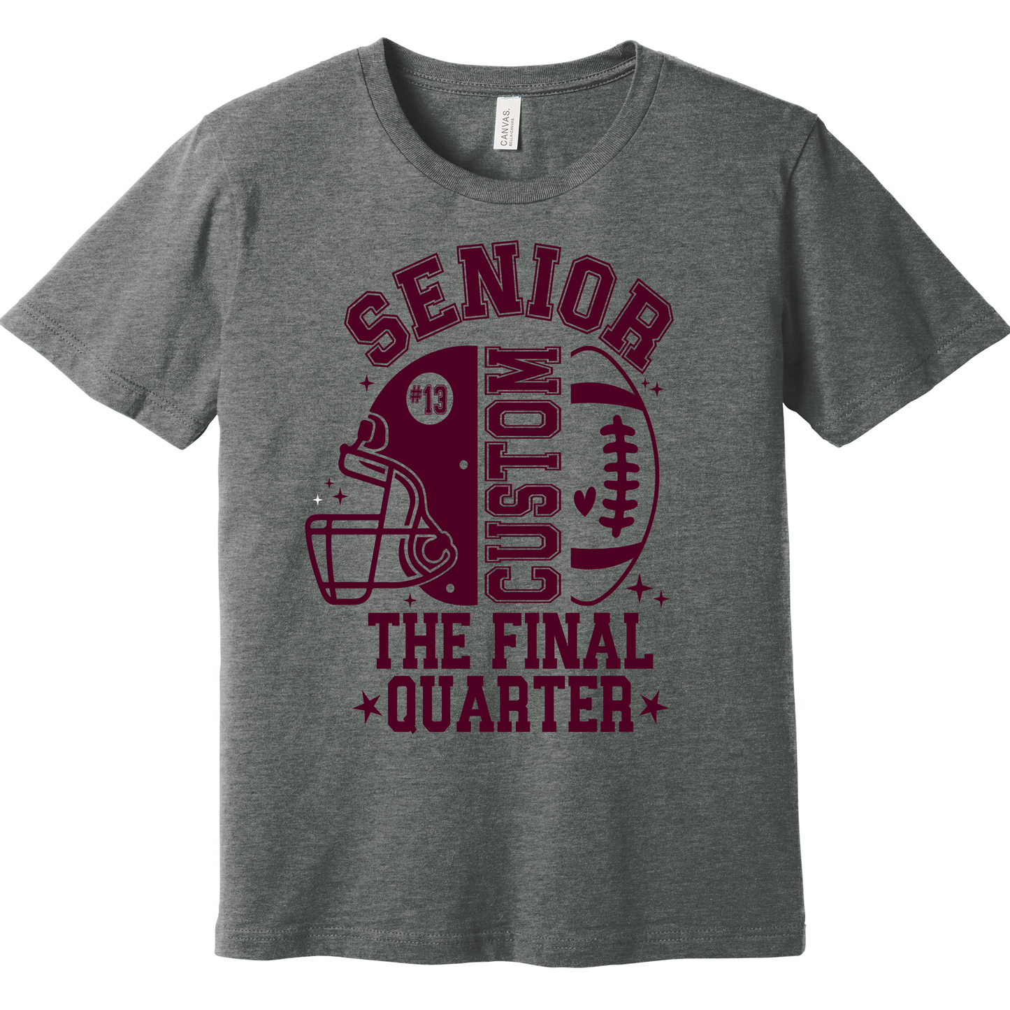 Custom Senior Football T-Shirt 2027 – Senior Mom The Final Quarter Personalized Canal Winchester Indians Football Tee