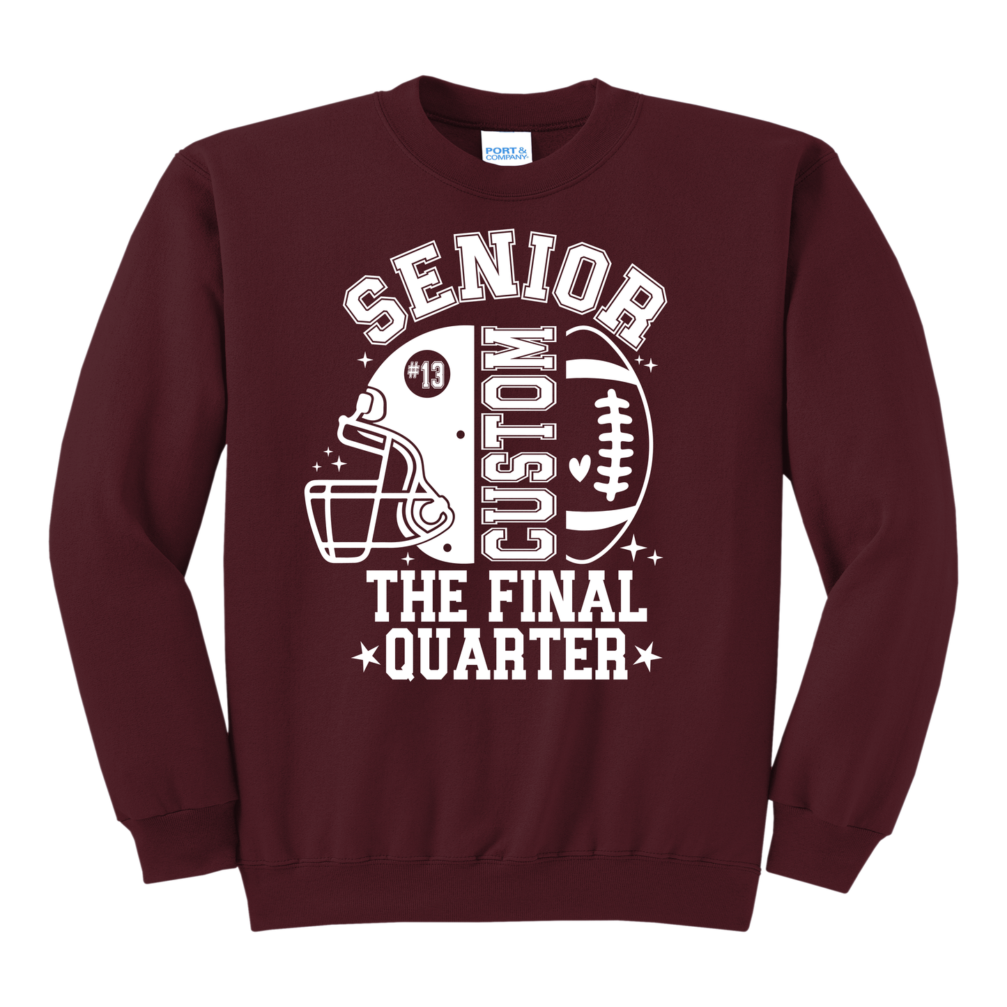Custom Senior Football Sweatshirt 2027 – Senior Mom The Final Quarter Personalized Indians Football Crewneck