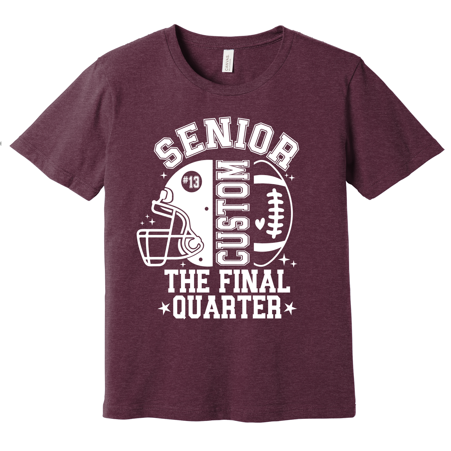 Custom Senior Football T-Shirt 2027 – Senior Mom The Final Quarter Personalized Canal Winchester Indians Football Tee