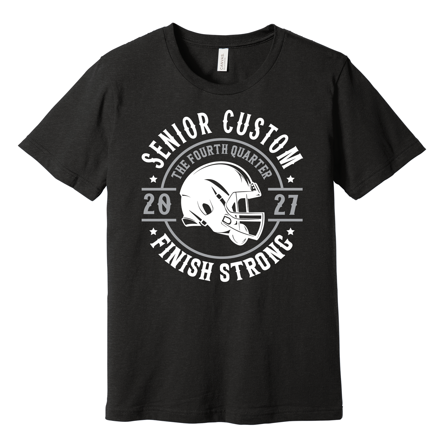 Custom Senior Football T-Shirt 2027 – Personalized Finish Strong Football Tee for Canal Winchester Indians Fans