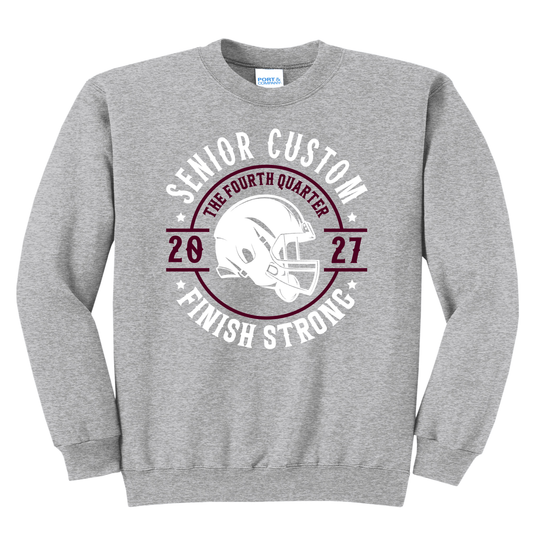 Custom Senior Football Sweatshirt 2027 – Senior Custom Finish Strong Crewneck for Football Mom Dad Grandma Grandpa Brother Sister
