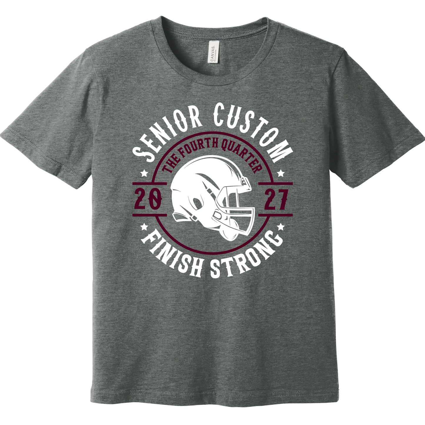 Custom Senior Football T-Shirt 2027 – Personalized Finish Strong Football Tee for Canal Winchester Indians Fans