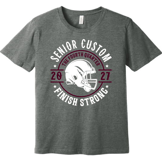 Custom Senior Football T-Shirt 2027 – Personalized Finish Strong Football Tee for Canal Winchester Indians Fans