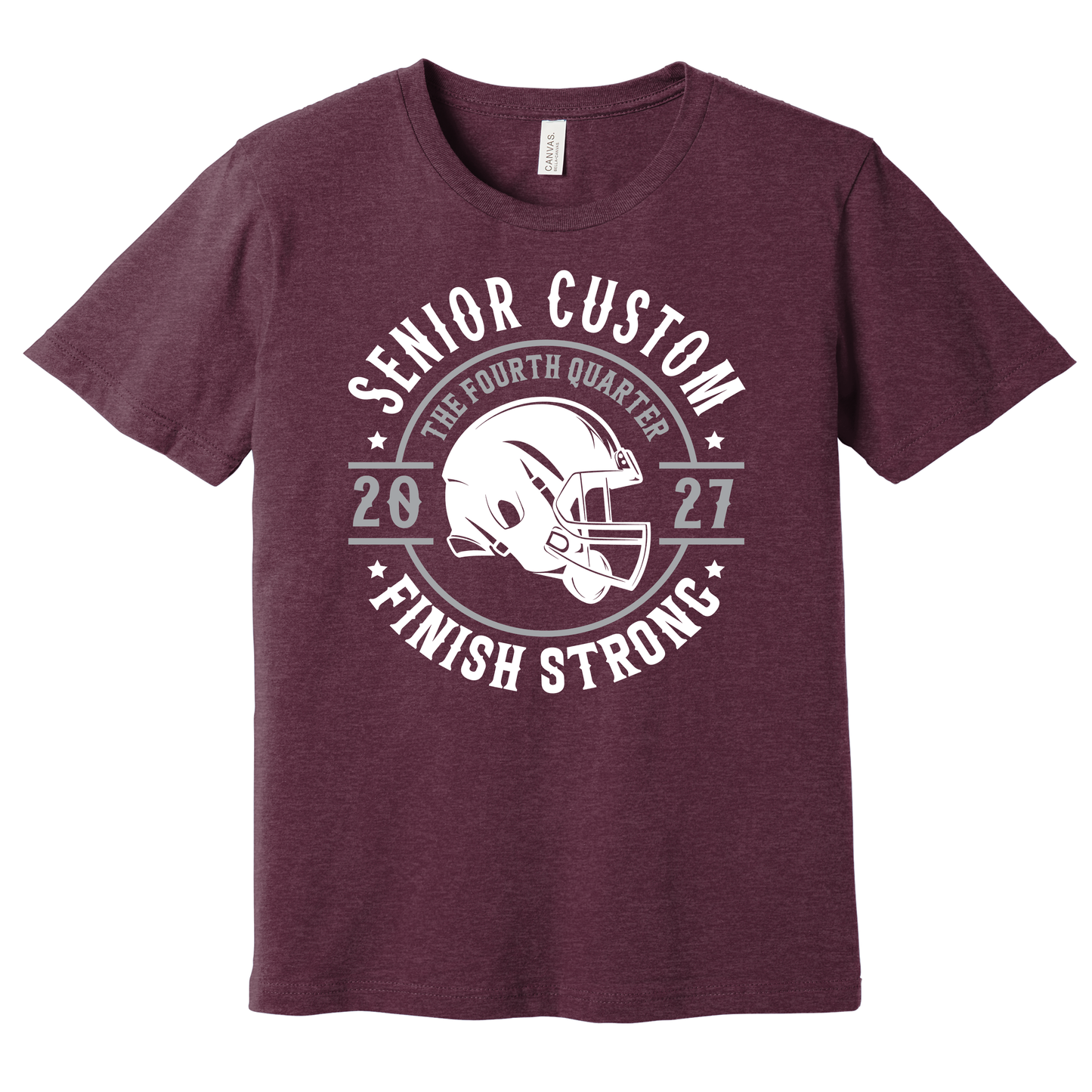 Custom Senior Football T-Shirt 2027 – Personalized Finish Strong Football Tee for Canal Winchester Indians Fans
