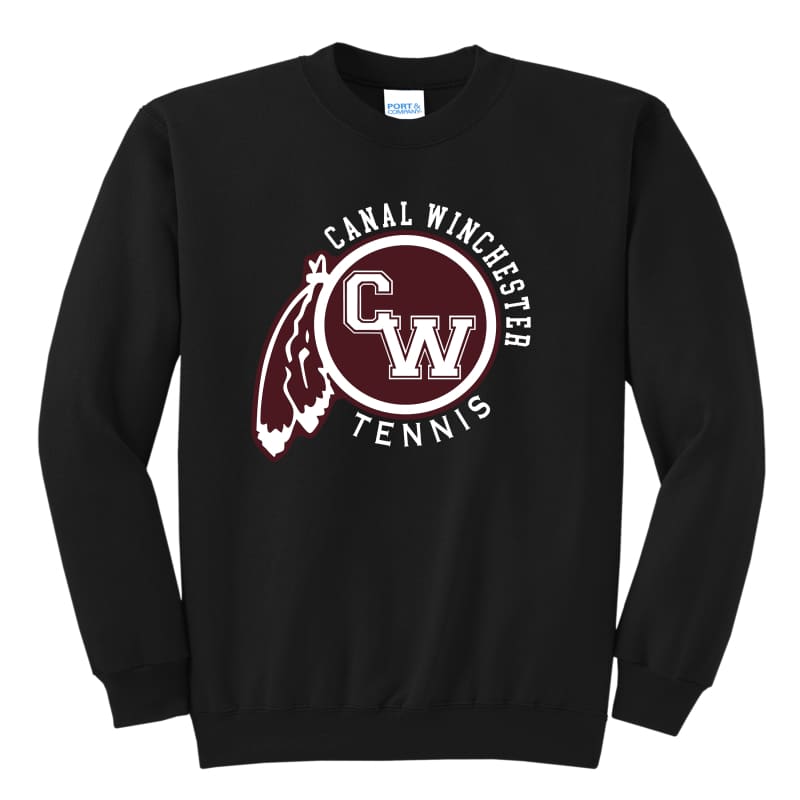 CW Feather Logo Tennis Sweatshirt - Black / Crewneck