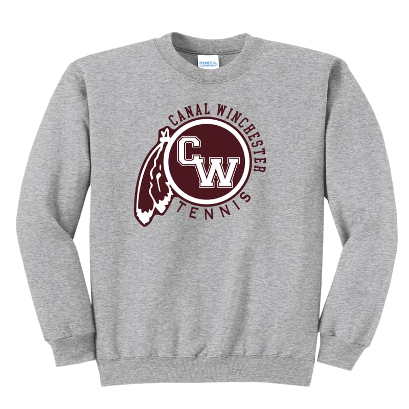CW Feather Logo Tennis Sweatshirt - Grey / Crewneck / Youth
