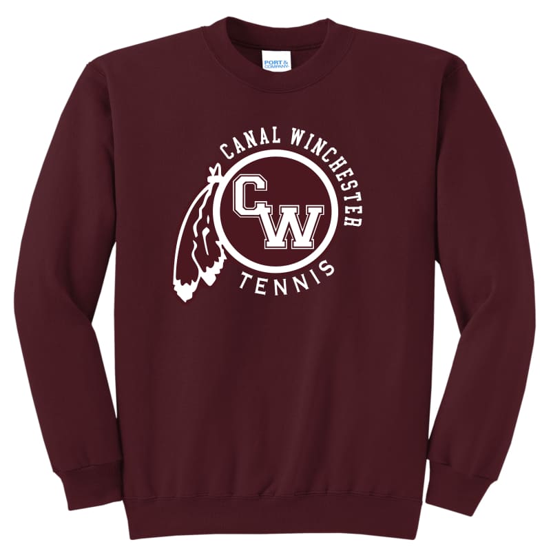 CW Feather Logo Tennis Sweatshirt - Maroon / Crewneck