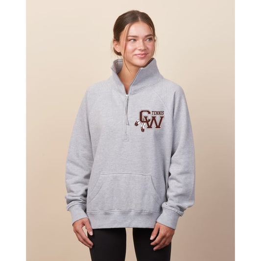 ✨ CW Tennis Quarter Zip Pullover – Heather Grey - Adult