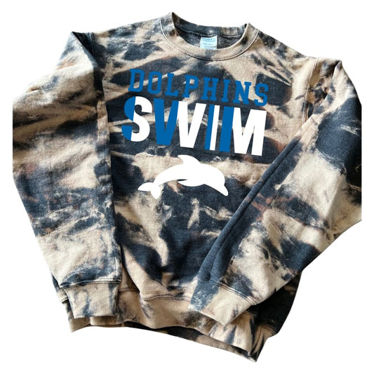 🌀 Dolphins SWIM Scrunch-Dye Sweatshirt | Bold Tie-Dye