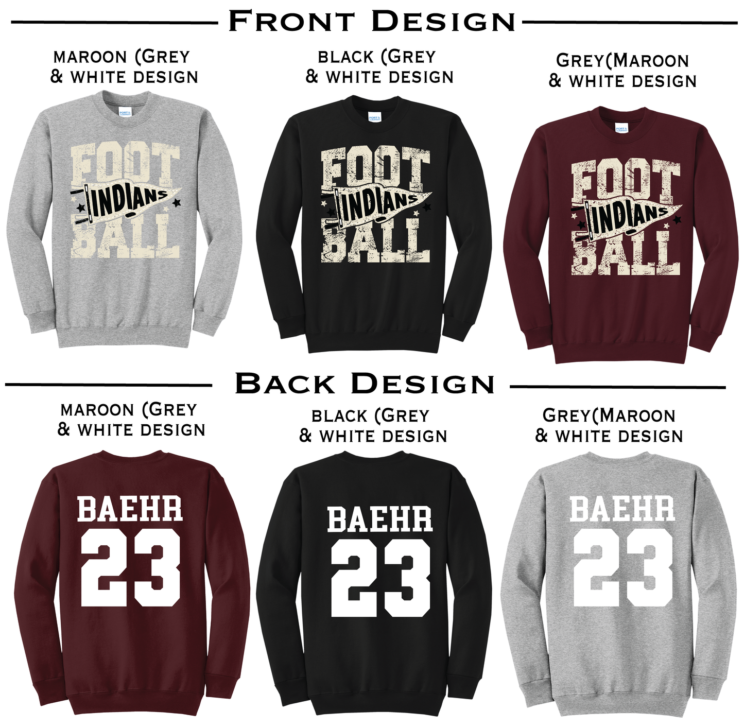 Indians Football Retro Pennant Custom Crewneck Sweatshirt
