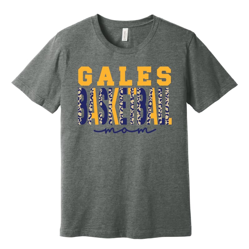 Gales Basketball Mom Leopard Tee - Small / Grey / Short