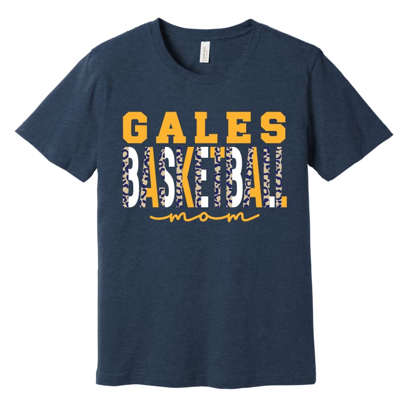 Gales Basketball Mom Leopard Tee - Small / Navy / Short