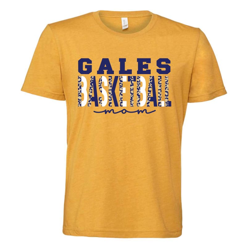 Gales Basketball Mom Leopard Tee - Small / Yellow / Short