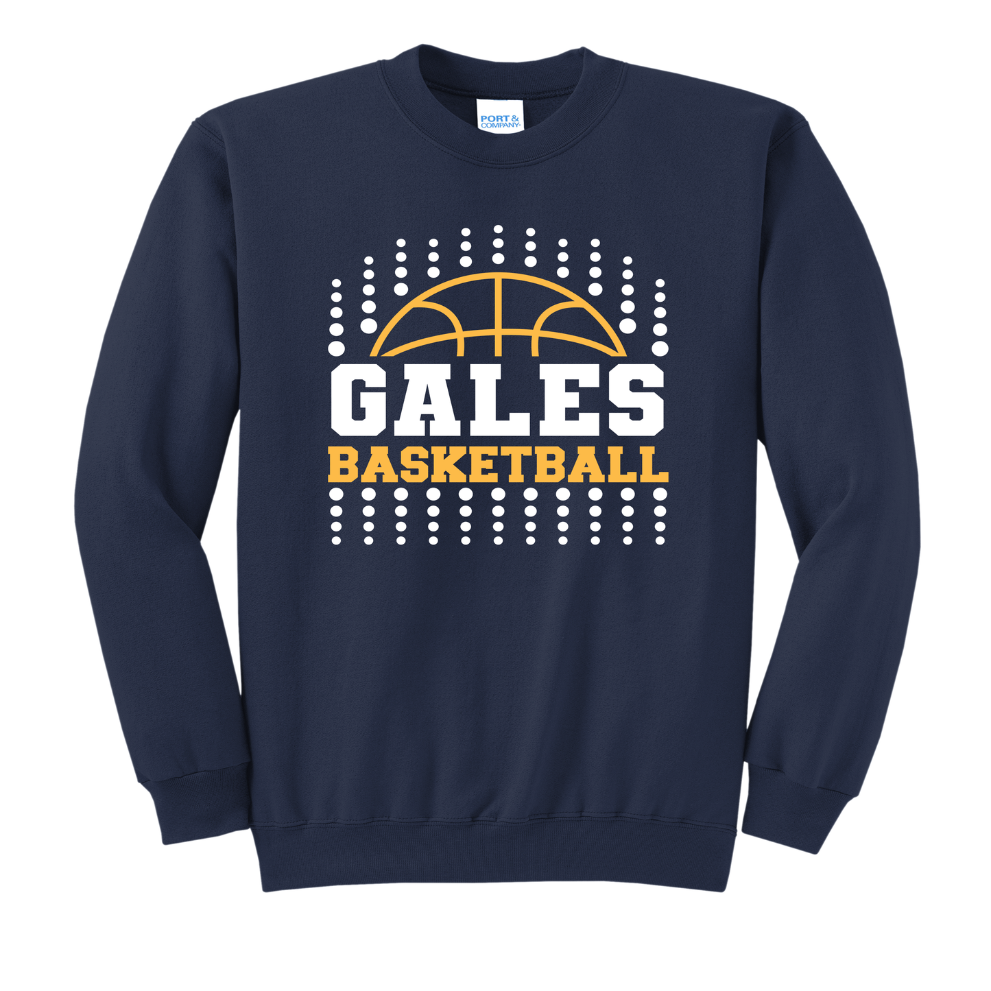 GALES Dots Gold Sweatshirt – Lancaster Gales Basketball Crewneck