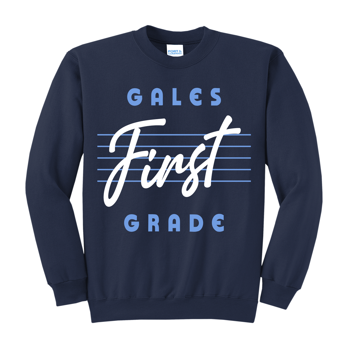 Gales First‑Fifth Grade Tee – Navy School Spirit Sweatshirt for Youth & Adult (YS–3XL)