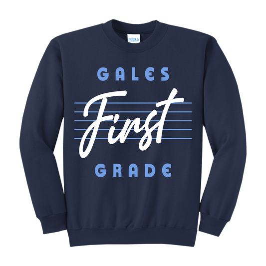 Gales First‑Fifth Grade Tee – Navy School Spirit Sweatshirt for Youth & Adult (YS–3XL)