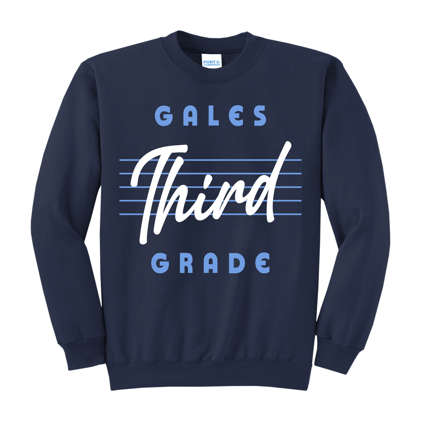 Gales First‑Fifth Grade Tee – Navy School Spirit Sweatshirt for Youth & Adult (YS–3XL)