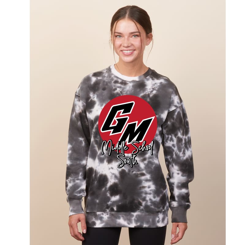 🌀 GM Circle Tie‑Dye Crewneck Sweatshirt | Middle School