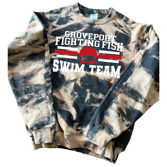 Groveport Fighting Fish Hand Bleached Sweatshirt – Ohio Swim Team Spirit Wear