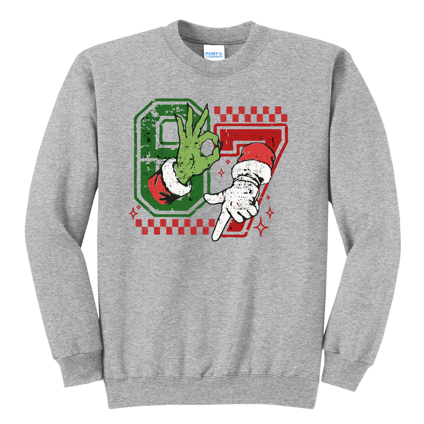Grinch Santa “67” Graphic Sweatshirt – Holiday Crewneck (Youth S–Adult 3XL)