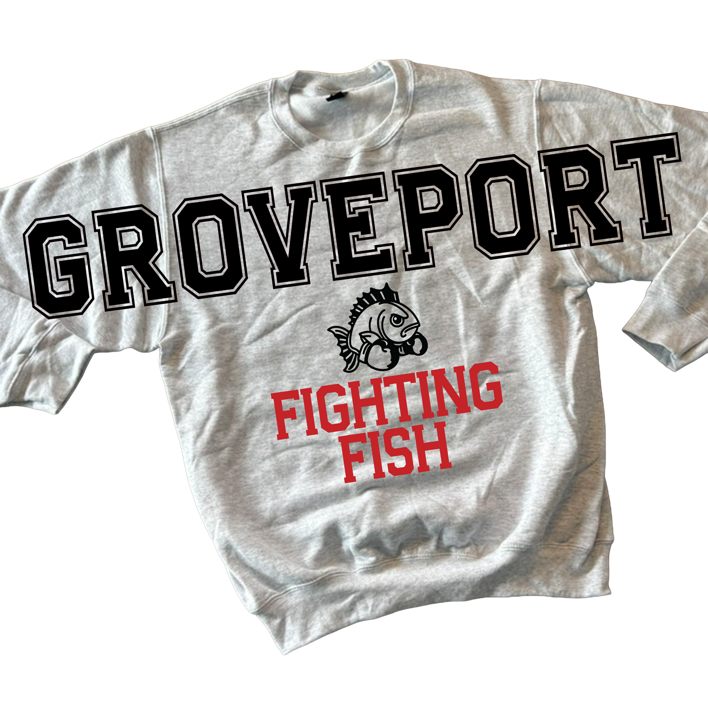 Groveport Fighting Fish Front Long Sweatshirt – Ohio Swim Team Spirit Apparel