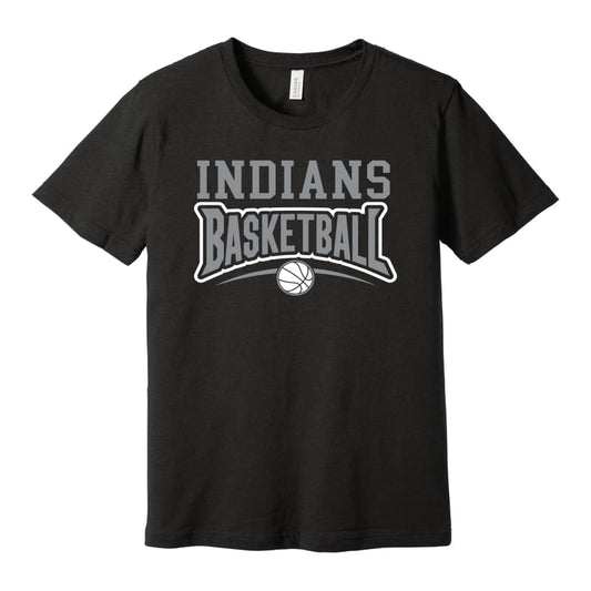 Indians Basketball Tee – Grey Black or Maroon (Y‑S