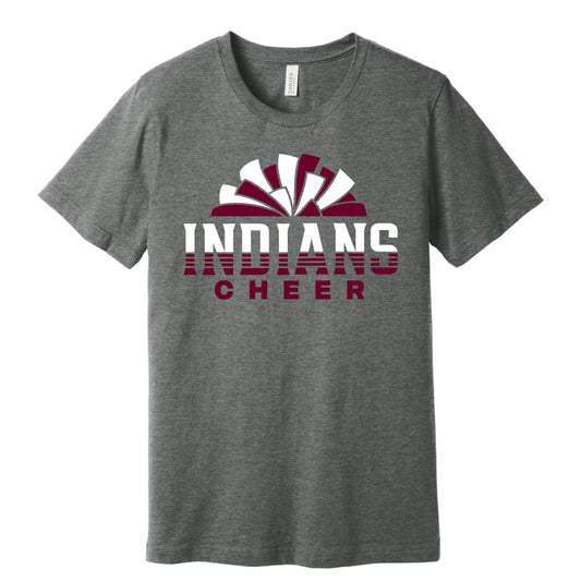 📣 Indians Cheer “Pom” T‑Shirt - Gray / Small - Clothing