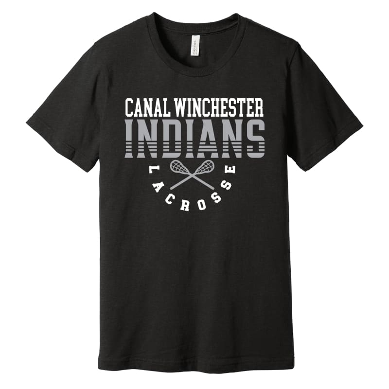 Indians Lacrosse Tee Arch – Youth to Adult 3XL (Black Grey