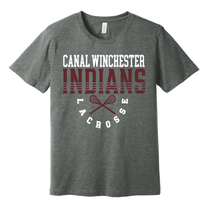 Indians Lacrosse Tee Arch – Youth to Adult 3XL (Black Grey